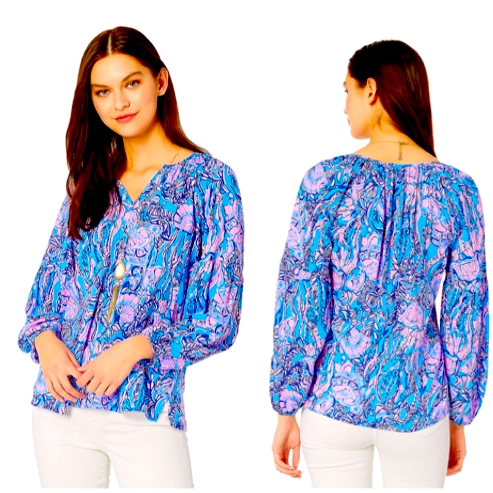 Lilly Pulitzer Winsley Top Lapis Lazuli Horseshoe Bay - Small